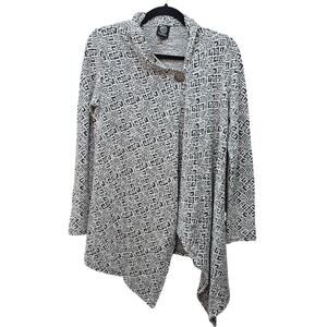 Bobeau Cardigan Sweater Womens Small Black White Bohemian Boho Lagenlook Minimal
